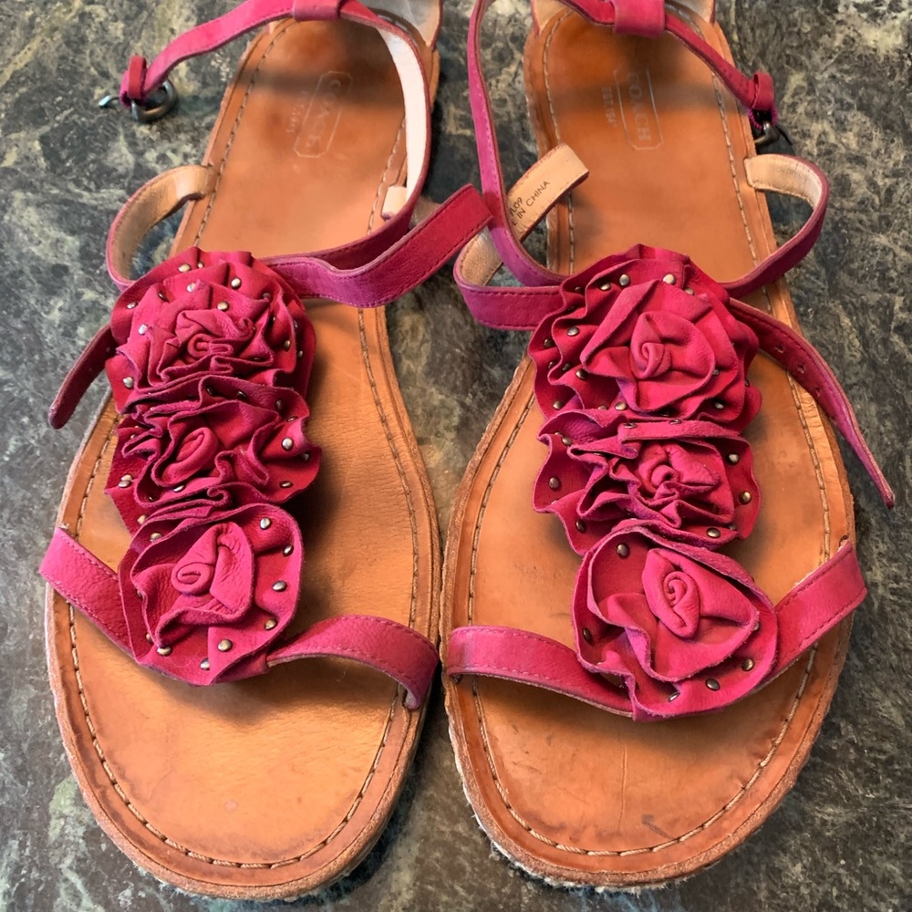 Coach fuchsia flat sandals